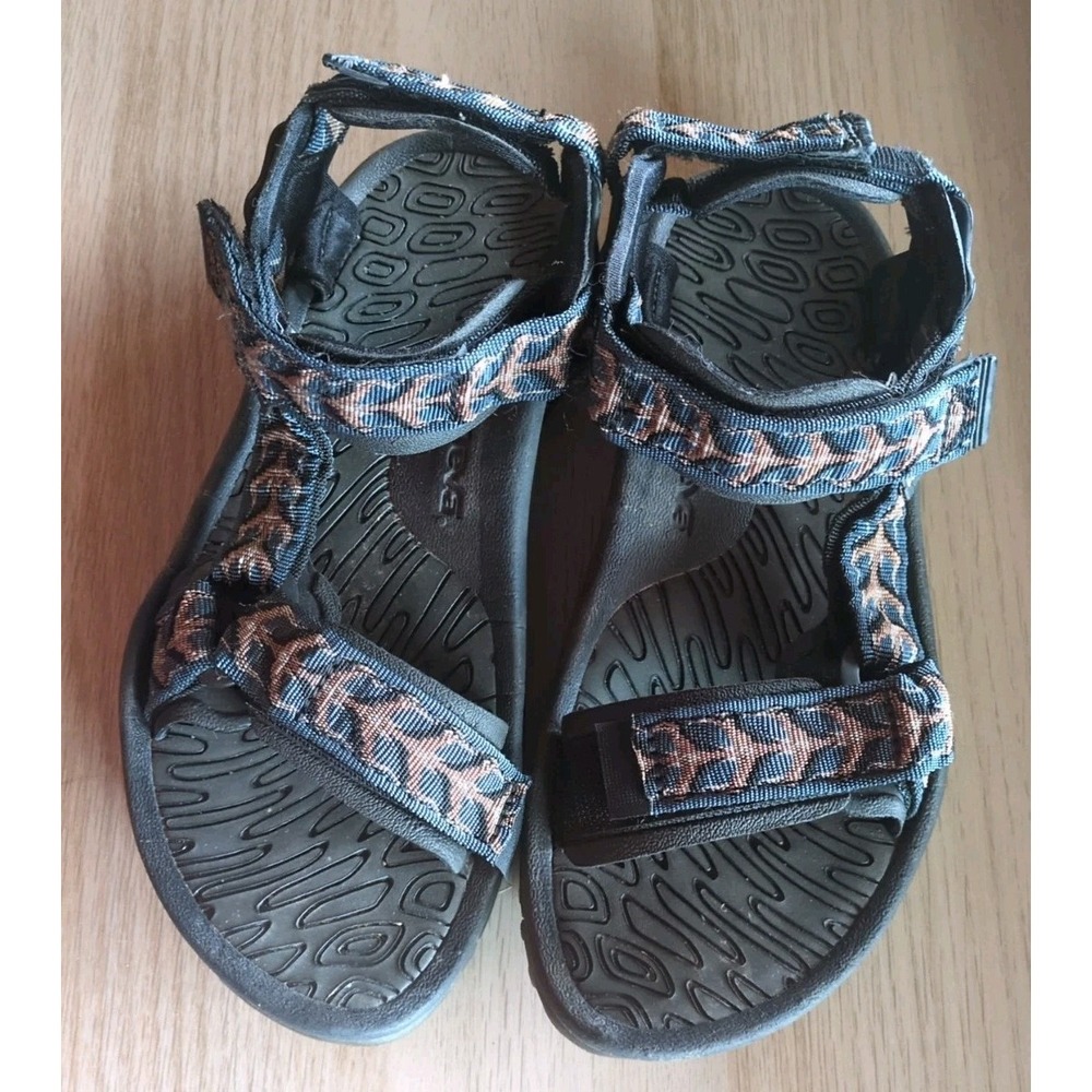 Teva Terradactyl Mens 8 Sandals Black Blue Orange 6673 Walking Hiking Hook Loop